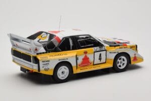 Audi Sport Quattro S1 E2 #4 S. Blomqvist / B. Cederberg Rally 1000 Lakes 1985 IXO 1:18 18RMC161A Metalli — kuva 2 / 6