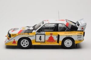 Audi Sport Quattro S1 E2 #4 S. Blomqvist / B. Cederberg Rally 1000 Lakes 1985 IXO 1:18 18RMC161A Metalli — kuva 3 / 6