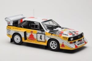 Audi Sport Quattro S1 E2 #4 S. Blomqvist / B. Cederberg Rally 1000 Lakes 1985 IXO 1:18 18RMC161A Metalli — kuva 4 / 6