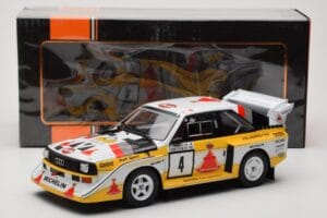 Audi Sport Quattro S1 E2 #4 S. Blomqvist / B. Cederberg Rally 1000 Lakes 1985 IXO 1:18 18RMC161A Metalli — kuva 6 / 6