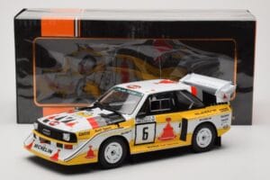 Audi Sport Quattro S1 E2 #6 H. Mikkola / A. Hertz Rally 1000 Lakes 1985 IXO 1:18 18RMC161B Metalli — kuva 6 / 6