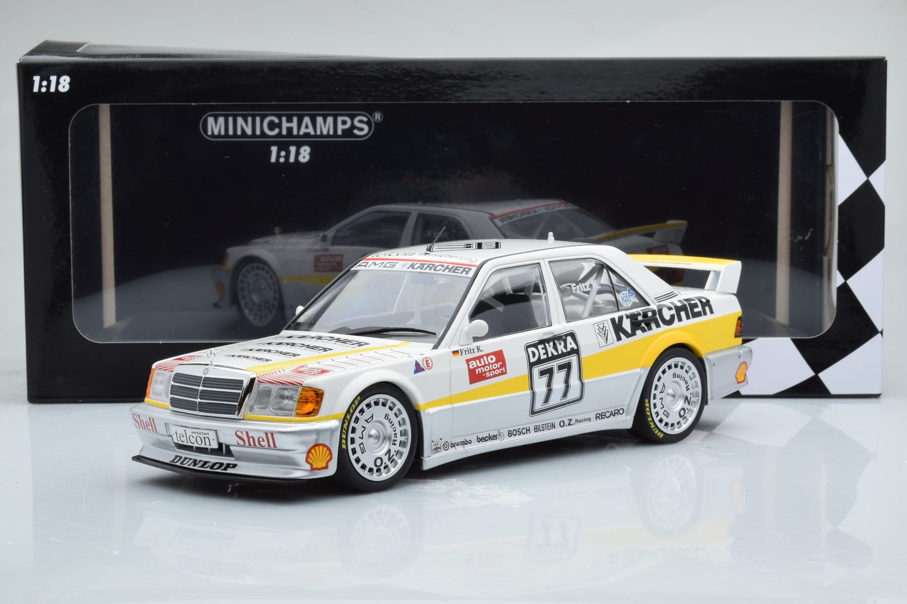 Mercedes 190E 2.5-16 W201 EVO 1 Karcher #77 F. Kreutzpointer Team AMG-Mercedes DTM 1990 Minichamps 1:18 155903677 Metalli — kuva 6 / 6