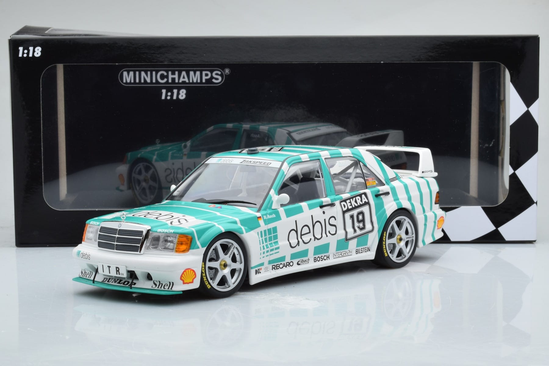 Mercedes 190E 2.5-16 W201 EVO 2 Debis #19 R. Asch Team Zackspeed DTM 1991 Minichamps 1:18 155913619 Metalli — kuva 6 / 6