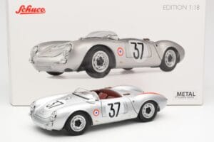 Porsche 550 RS Spyder #37 H. Polensky / R. von Frankenberg 24 Hours of Le Mans 1955 Schuco 1:18 450033400 Metalli — kuva 8 / 8