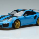 Porsche 911 991.2 GT3 RS Weissach Package Miami Sininen Kultavanteet Minichamps 1:18 153068310 Metalli