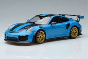 Porsche 911 991.2 GT3 RS Weissach Package Miami Sininen Kultavanteet Minichamps 1:18 153068310 Metalli