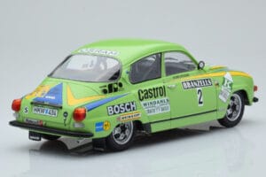 Saab 96 V4 #2 S. Blomqvist / H. Sylvan Rally Sweden 1976 IXO 1:18 18RMC085B Metalli — kuva 2 / 6