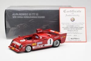 Alfa Romeo 33TT 12 #1 A. Merzario / J. Laffite 1000km Nurburgring Winner 1975 AUTOart 1:18 87505 Metalli — kuva 8 / 8