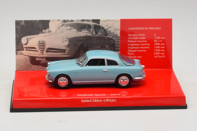 Alfa Romeo Giulietta Sprint Vaaleansininen Minichamps 1:43 403120403 Metalli