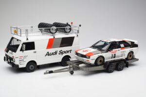 Audi Quattro A2 M. Mouton / F. Pons Tour de Corse 1983 VW LT35:n Kanssa Otto 1:18 OT418 Hartsi