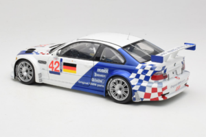 BMW M3 E46 GTR #42 J. Muller / J-J. Lehto ALMS 2001 Minichamps 1:18 80430139183-R1 Metalli — kuva 7 / 8