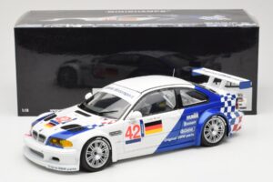 BMW M3 E46 GTR #42 J. Lehto / J. Muller ELMS 2001 Minichamps 1:18 100012192 Metalli — kuva 8 / 8