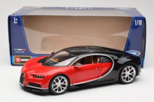 Bugatti Chiron Musta & Punainen Bburago 1:18 18-11040 Metalli — kuva 8 / 8