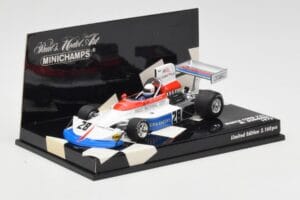 March Ford 751 #28 M. Donohue Race Car 1975 Minichamps 1:43 430750028 Metalli — kuva 2 / 5