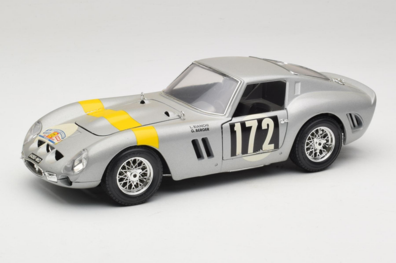 Ferrari 250 GTO #172 L. Bianchi / G. Berger Tour de France 1962 Hopea Rajoitettu Painos Bburago 1:18 3011-S1 Metalli