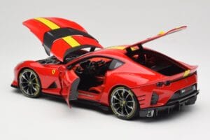 Ferrari 812 Competizione Rosso Corsa Keltaisilla Raidoilla Bburago 1:18 18-16915 Metalli — kuva 5 / 8