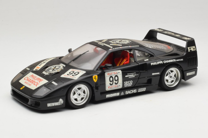 Ferrari F40 Seco #99 Lesseps / Charriol / Balandras Musta Bburago 1:18 3032-B3 Metalli