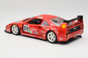 Ferrari F40 LM Unisys #59 Ota / P. Nappi / R. Donovan 24 Hours of Le Mans 1996 Bburago 1:18 3032-U1 Metalli — kuva 7 / 8
