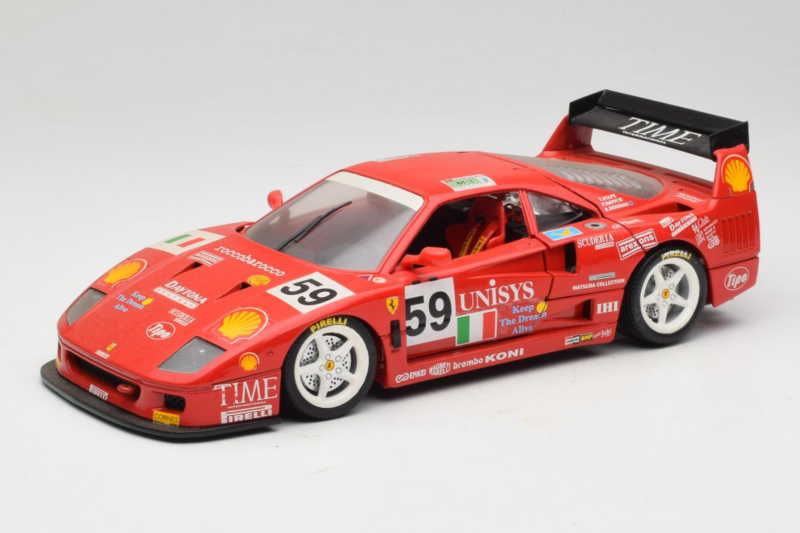 Ferrari F40 LM Unisys #59 Ota / P. Nappi / R. Donovan 24 Hours of Le Mans 1996 Bburago 1:18 3032-U1 Metalli