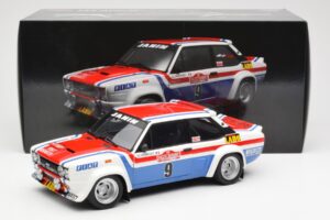 Fiat 131 Abarth Fiat France #9 J-C. Andruet / C. Delferrier Winner Rally Sanremo 1977 Kyosho 1:18 08375A Metalli — kuva 8 / 8