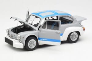 Fiat Abarth 1000 TCR Matta Harmaa Siniset Raidat AUTOart 1:18 72642 Metalli — kuva 2 / 8