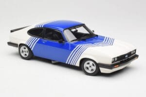 Ford Capri Mk2 3.0 Valkoinen Sinisillä Raidoilla Minichamps 1:18 155788600 Metalli — kuva 4 / 6