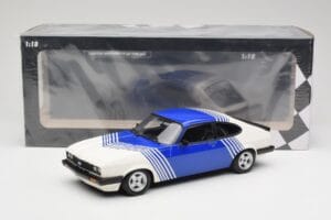 Ford Capri Mk2 3.0 Valkoinen Sinisillä Raidoilla Minichamps 1:18 155788600 Metalli — kuva 6 / 6