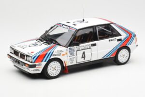 Lancia Delta HF 4WD #4 M. Alen / I. Kivimaki Martini Rally 1000 Lakes 1987 Kyosho 1:18 08960B Metalli