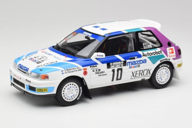 Mazda 323 GTX #10 T. Makinen / S. Harjanne 1000 Lakes Rally 1991 Otto 1:18 OT1099 Hartsi