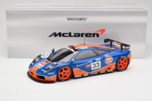 McLaren F1 GTR Gulf Racing #33 S. Bellm / A. Weaver / J. Lehto 24 Hours of Le Mans 1996 Minichamps 1:18 530133633 Metalli — kuva 8 / 8