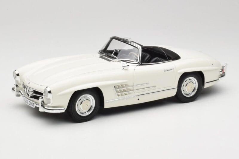 Mercedes 300 SL W198 Roadster Valkoinen Kangaskatto Minichamps 1:18 180039034 Metalli