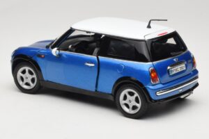 Mini Cooper R50 Sininen Valkoisella Katolla Mondo Motors 1:18 MINI004 Metalli — kuva 7 / 8