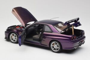 Nissan Skyline GT-R R34 V-Spec Midnight Violetti AUTOart 1:18 77305 Metalli — kuva 5 / 8