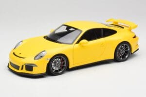Porsche 911 991 GT3 Racing Keltainen & Hopeavanteet Minichamps 1:18 110062722 Metalli