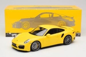 Porsche 911 991 Turbo S Keltainen Hopeavanteilla Minichamps 1:18 110062322 Metalli — kuva 8 / 8
