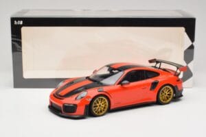 Porsche 911 991.2 GT2 RS Oranssi Weissach Package Kultaiset Vanteet Minichamps 1:18 155068305 Metalli — kuva 6 / 6