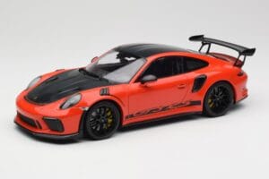 Porsche 911 991.2 GT3 RS Weissach Package Lava Orange Wording Mustat Magnesium Vanteet Minichamps 1:18 153068226 Metalli