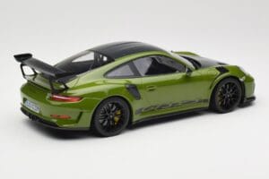 Porsche 911 991.2 GT3 RS Weissach Package Lizard Green Wording & Mustat Magnesiumvanteet Minichamps 1:18 155068232 Metalli — kuva 2 / 6
