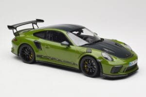 Porsche 911 991.2 GT3 RS Weissach Package Lizard Green Wording & Mustat Magnesiumvanteet Minichamps 1:18 155068232 Metalli — kuva 4 / 6