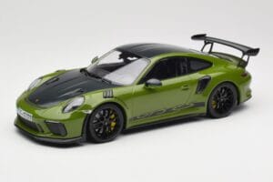 Porsche 911 991.2 GT3 RS Weissach Package Lizard Green Wording & Mustat Magnesiumvanteet Minichamps 1:18 155068232 Metalli