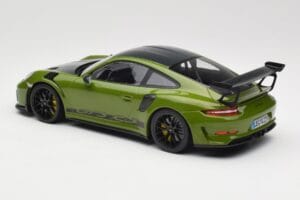 Porsche 911 991.2 GT3 RS Weissach Package Lizard Green Wording & Mustat Magnesiumvanteet Minichamps 1:18 155068232 Metalli — kuva 5 / 6