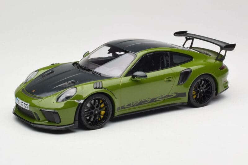 Porsche 911 991.2 GT3 RS Weissach Package Lizard Green Wording & Mustat Magnesiumvanteet Minichamps 1:18 155068232 Metalli