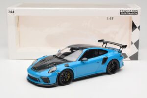 Porsche 911 991.2 GT3 RS Weissach Package Shark Blue Mustat Magnesium Vanteet Minichamps 1:18 153068224 Metalli — kuva 6 / 6