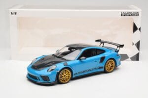 Porsche 911 991.2 GT3 RS Weissach Package Shark Blue Wording Kultaiset Magnesium Vanteet Minichamps 1:18 153068237 Metalli — kuva 6 / 6