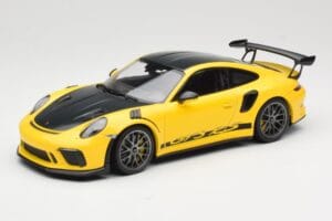 Porsche 911 991.2 GT3 RS Keltainen Weissach Package Platinum Wheels Minichamps 1:18 155068221 Metalli