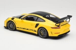 Porsche 911 991.2 GT3 RS Keltainen Weissach Package Platinum Wheels Minichamps 1:18 155068221 Metalli — kuva 5 / 6