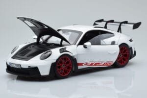 Porsche 911 992 GT3 RS Valkoinen Pyro Punainen Norev 1:18 187352 Metalli — kuva 2 / 8