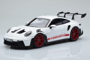 Porsche 911 992 GT3 RS Valkoinen Pyro Punainen Norev 1:18 187352 Metalli
