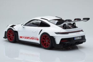 Porsche 911 992 GT3 RS Valkoinen Pyro Punainen Norev 1:18 187352 Metalli — kuva 7 / 8