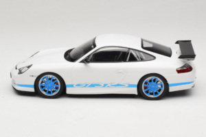 Porsche 911 996 GT3 RS Valkoinen Siniset Raidat Minichamps 1:18 155062021 Metalli — kuva 3 / 6